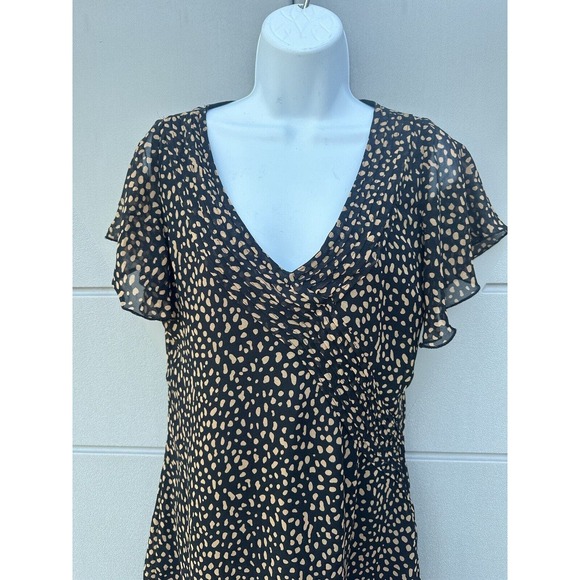 Urban Outfitters Rosalee V-Neck Flutter Sleeves A-line Mini Dress Black Sz M - Picture 10 of 16